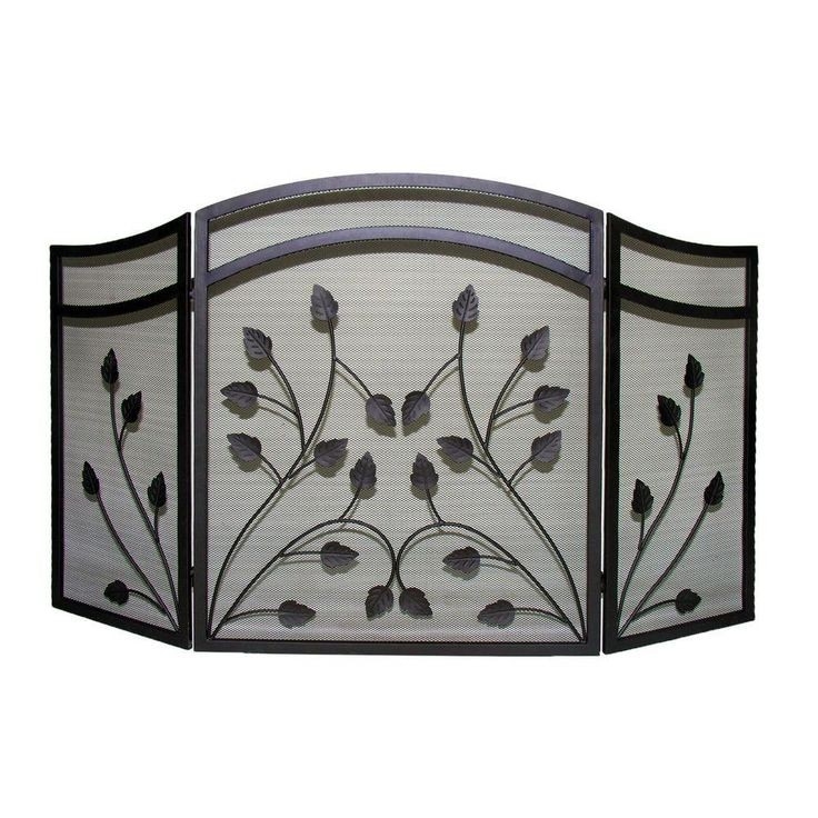 best pleasant hearth botanical colonial brown 3 panel fireplace screen fireplace screen home depot photo