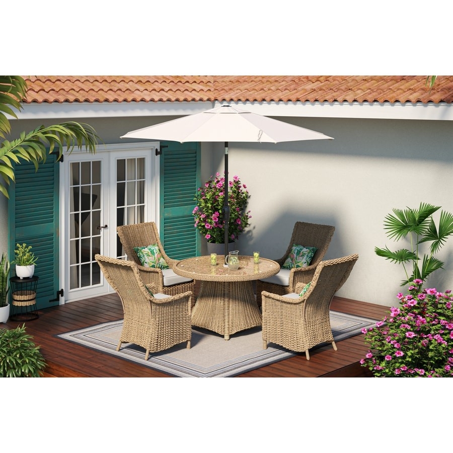 best shop allen roth buchan bay 5 piece patio dining set at lowes allen and roth outdoor fireplace image