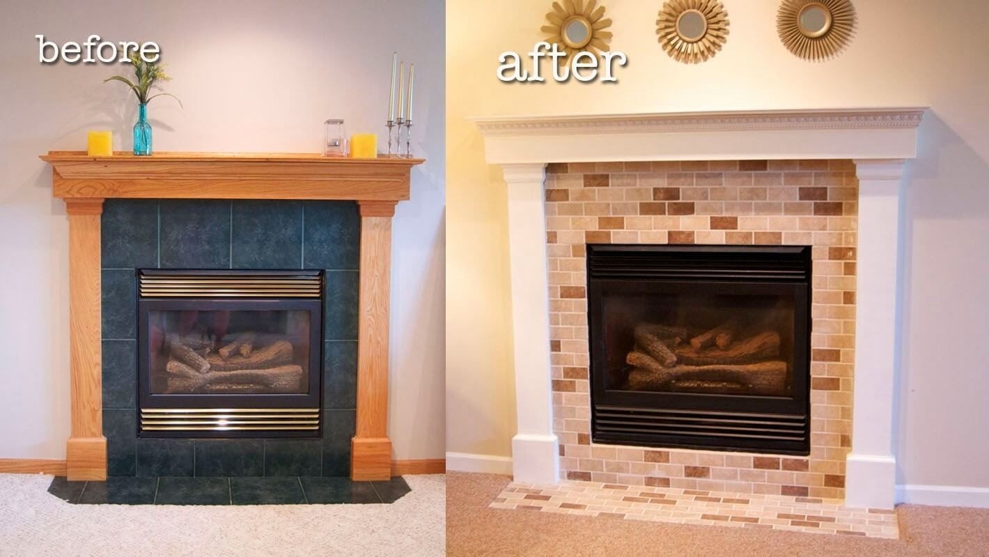 brilliant 7 amazing before and after diy fireplace makeovers | fireplace remodel painted brick fireplace before and after image