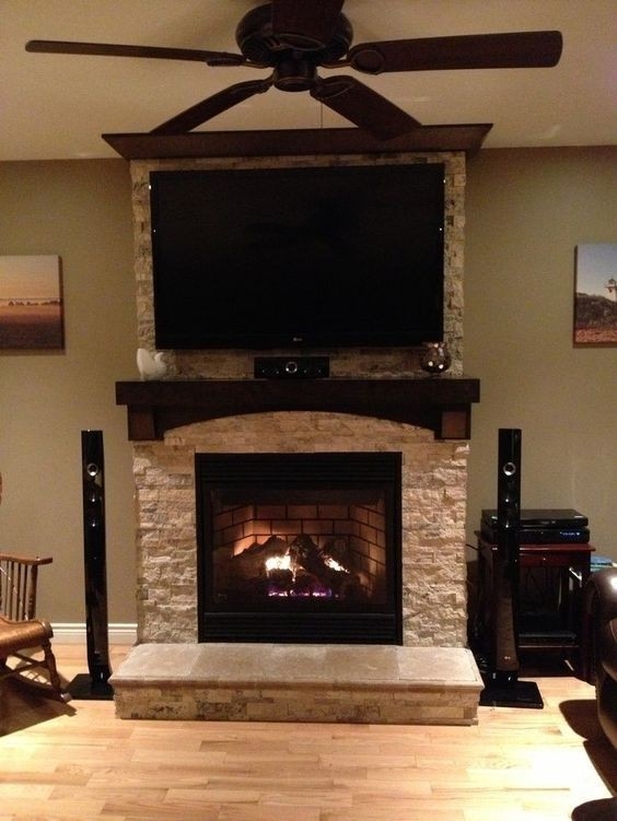brilliant faux stacked stone google search | home fireplace, tv above fireplace stacked stone fireplace with tv above image