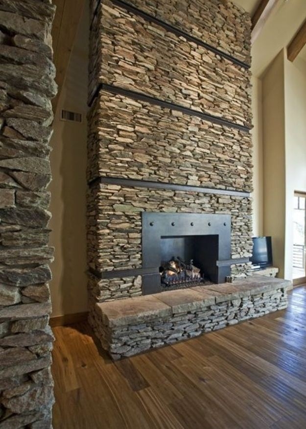 Stunning Stacked Stone Around Fireplace Wholesale