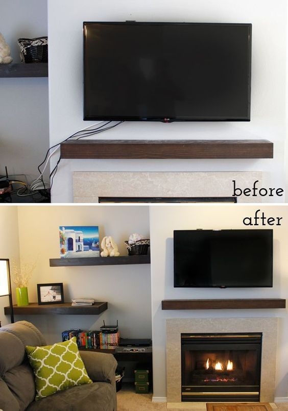 brilliant how to hide tv cords once and for all! | hide tv cords, home diy, home how to hide tv cables above fireplace pics