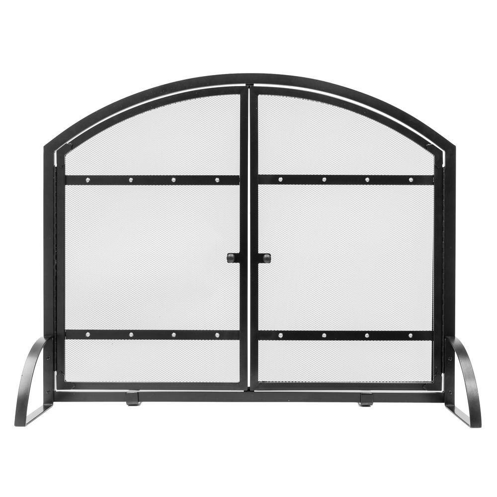 brilliant pleasant hearth harper 1 panel fireplace screen with doors fa338s the home depot fireplace screen picture