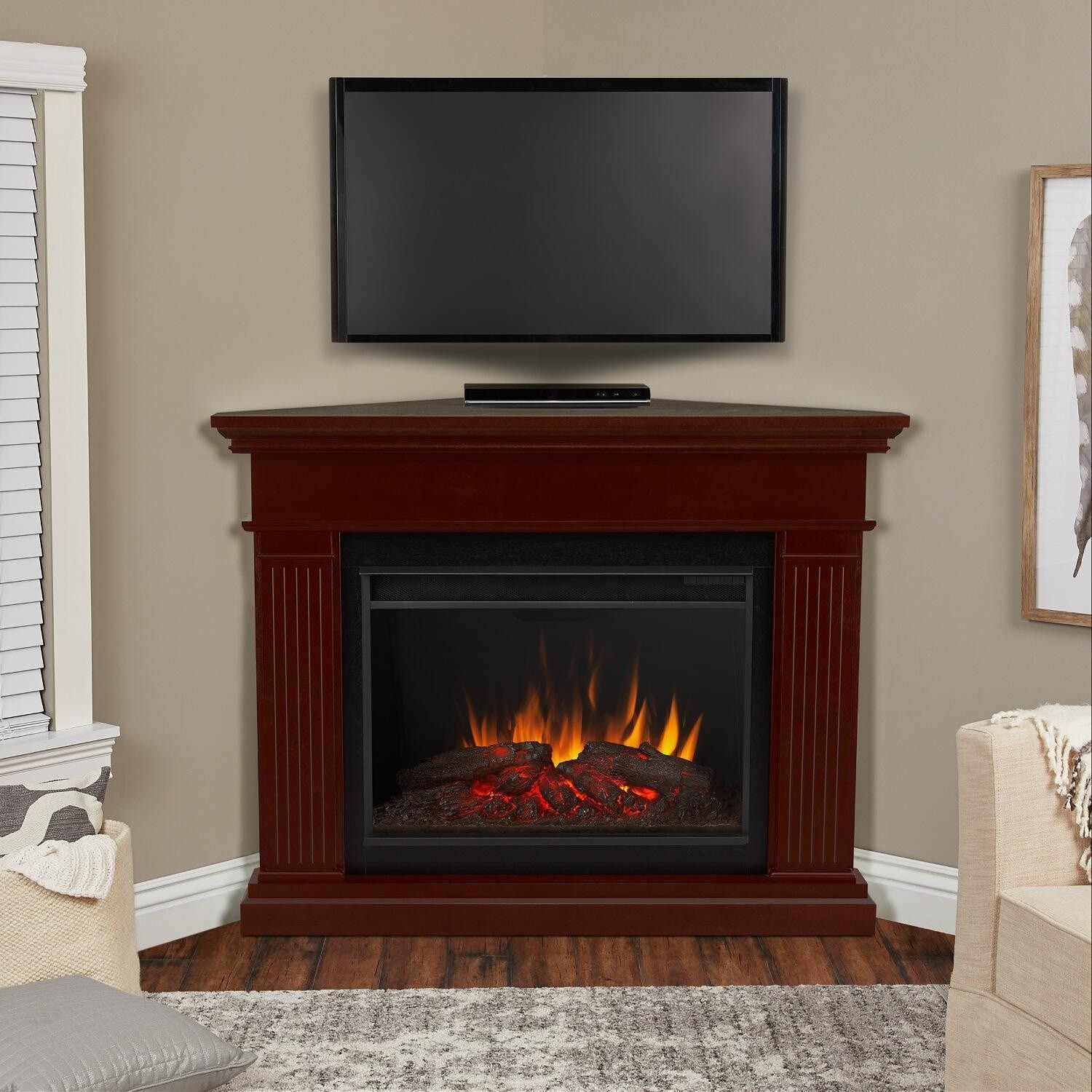 brilliant real flame 8050e dw kennedy grand 55 inch corner electric fireplace electric corner fireplace heater picture