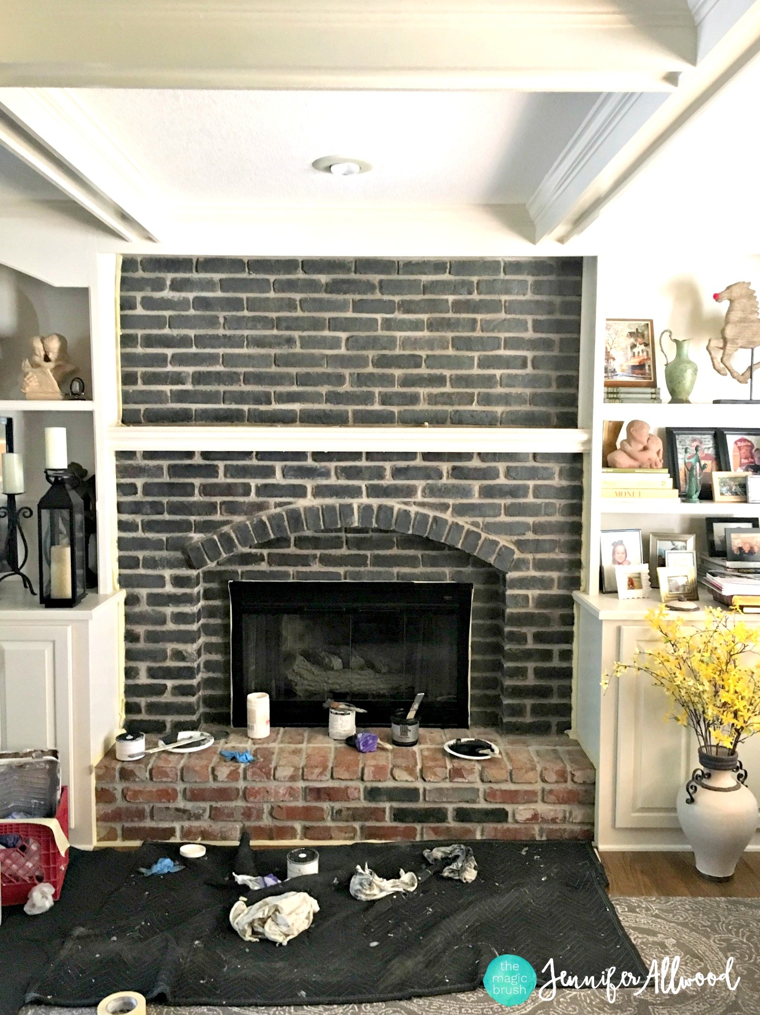 buy how to paint a black brick fireplace | jennifer allwood updating brick fireplace wall image