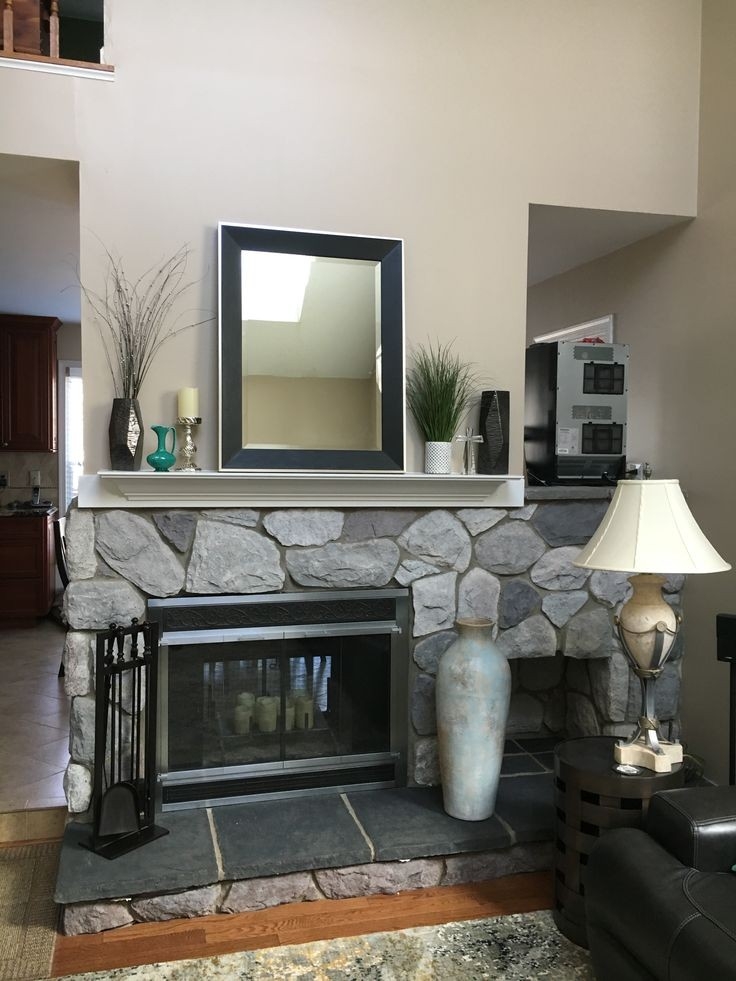 buy painted stone fireplace: i used diluted chalky paint to paint the stone stone fireplace paint colors photo