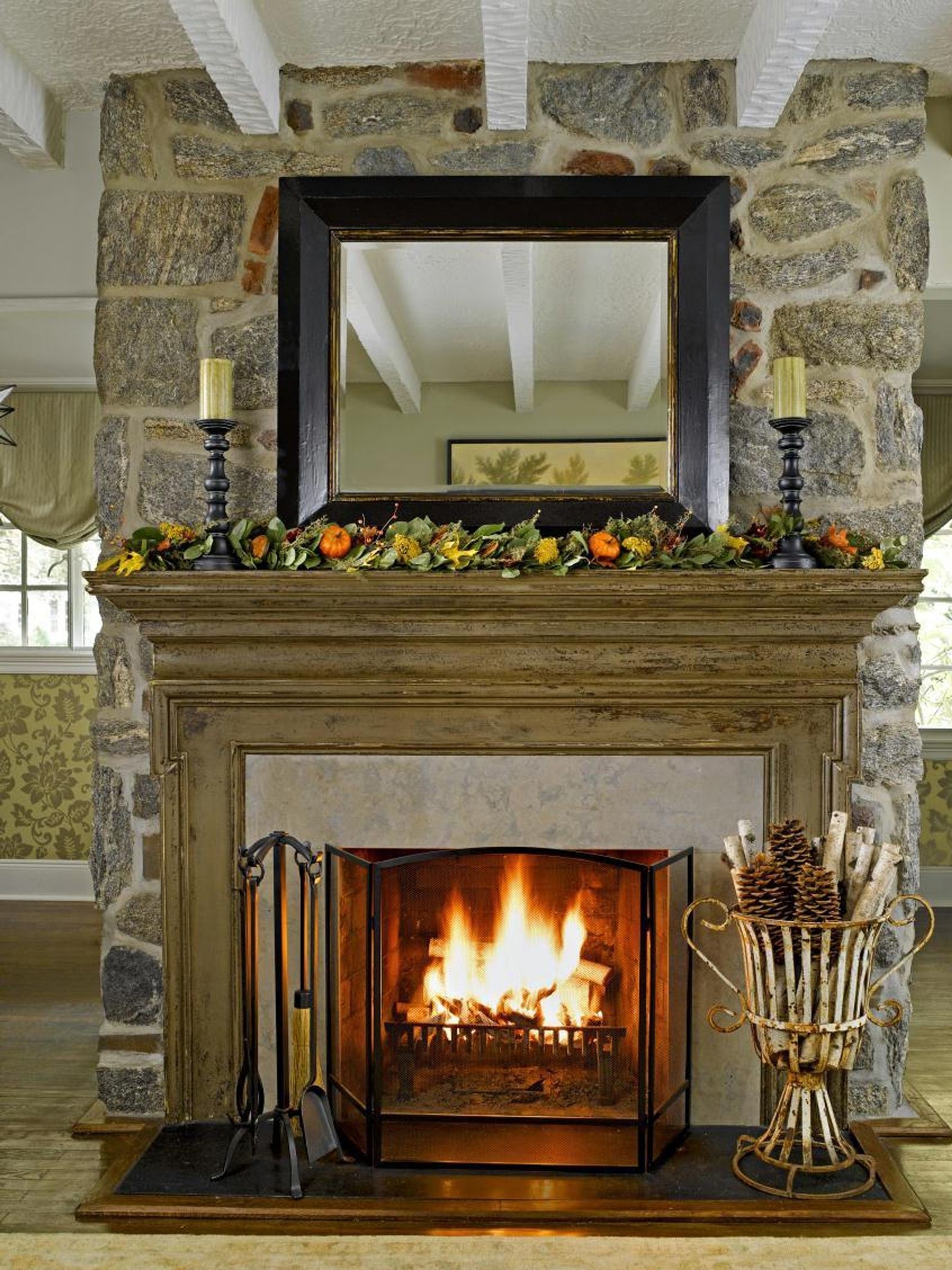 cheap 27 festive ways to decorate your mantel this fall | home fireplace decorating in front of fireplace picture