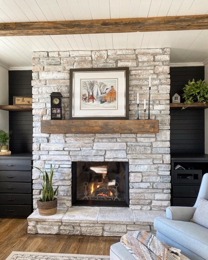 cheap whitewashed fireplace revamp 54 designskaran updating a fireplace on a budget pics