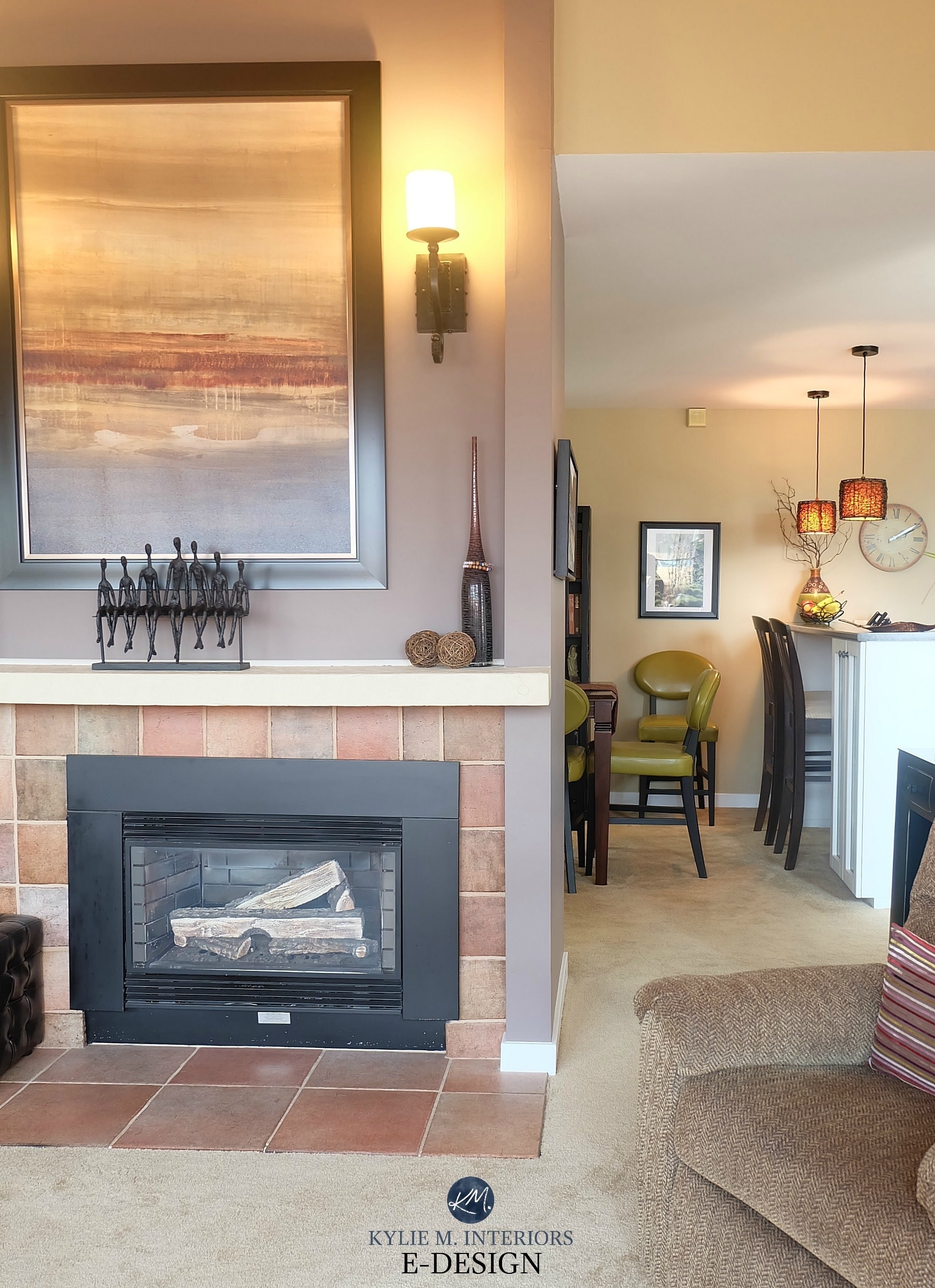 excellent feature or accent wall fireplace benjamin moore smoked oyster, purple stone fireplace paint colors image