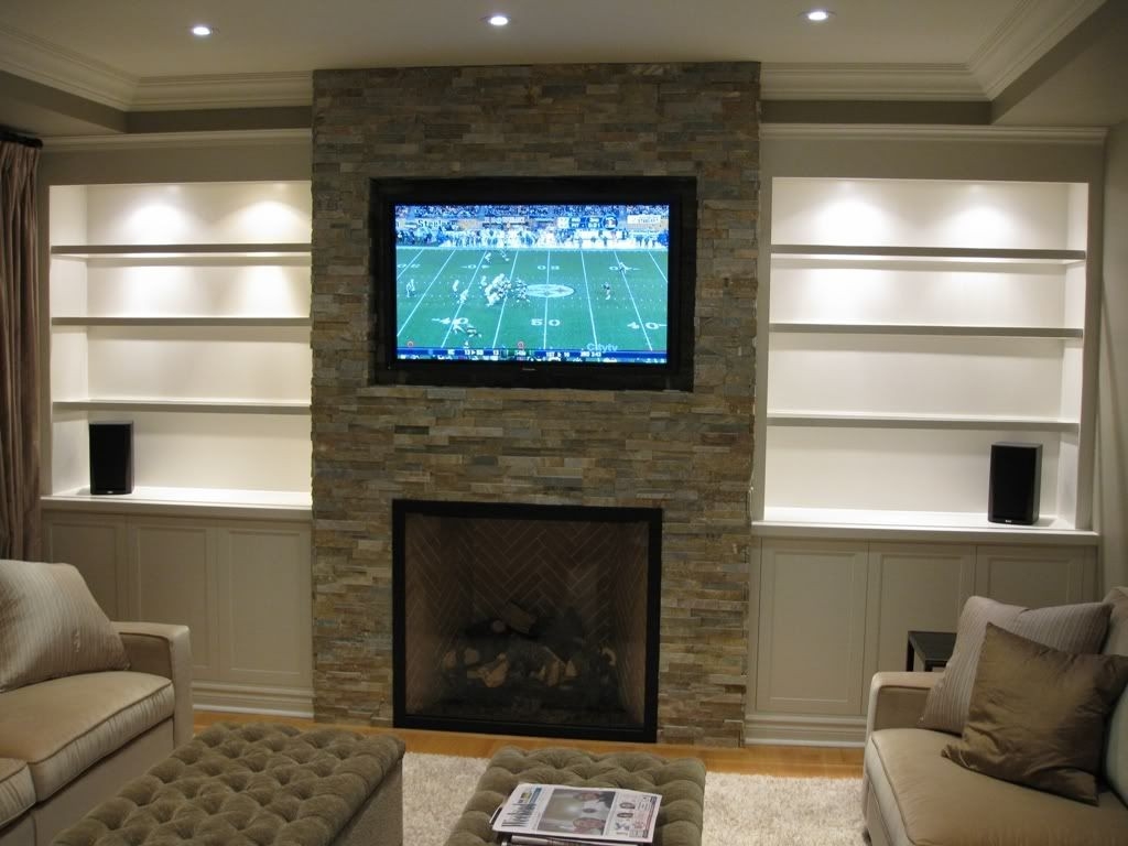 fantastic basement idea!! | basement living rooms, fireplace built ins, family installing a tv over a gas fireplace image