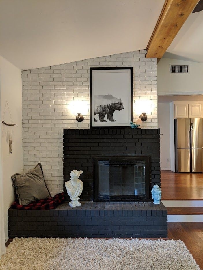 fantastic black and white fireplace #whitebrickfireplace updated my brick black painted fireplaces brick picture