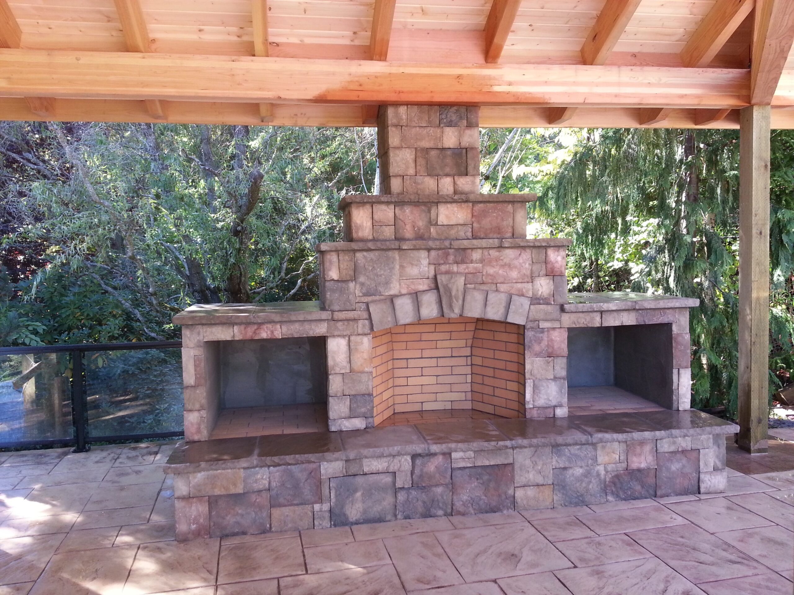 fantastic outdoor fireplace, wood boxes, raised hearth, fire brick, wood burning outdoor brick fireplace kits pics