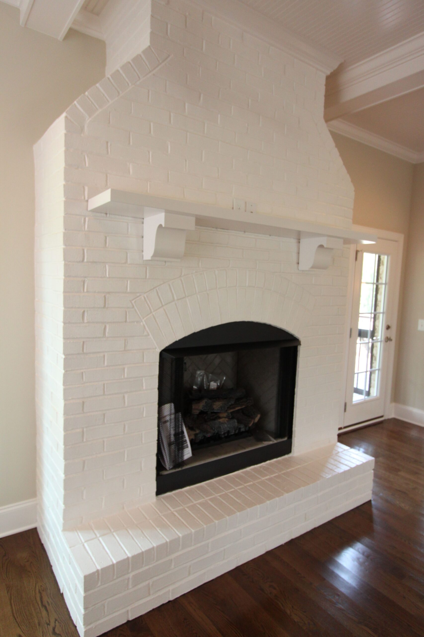 fantastic painted brick fireplace | brick fireplace, diy fireplace, wood burning painted brick fireplace images picture