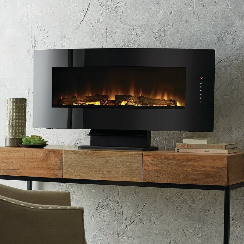 fascinating muskoka curved front slim line wall mounted electric fireplace | wayfair ca electric wall mount fireplaces image