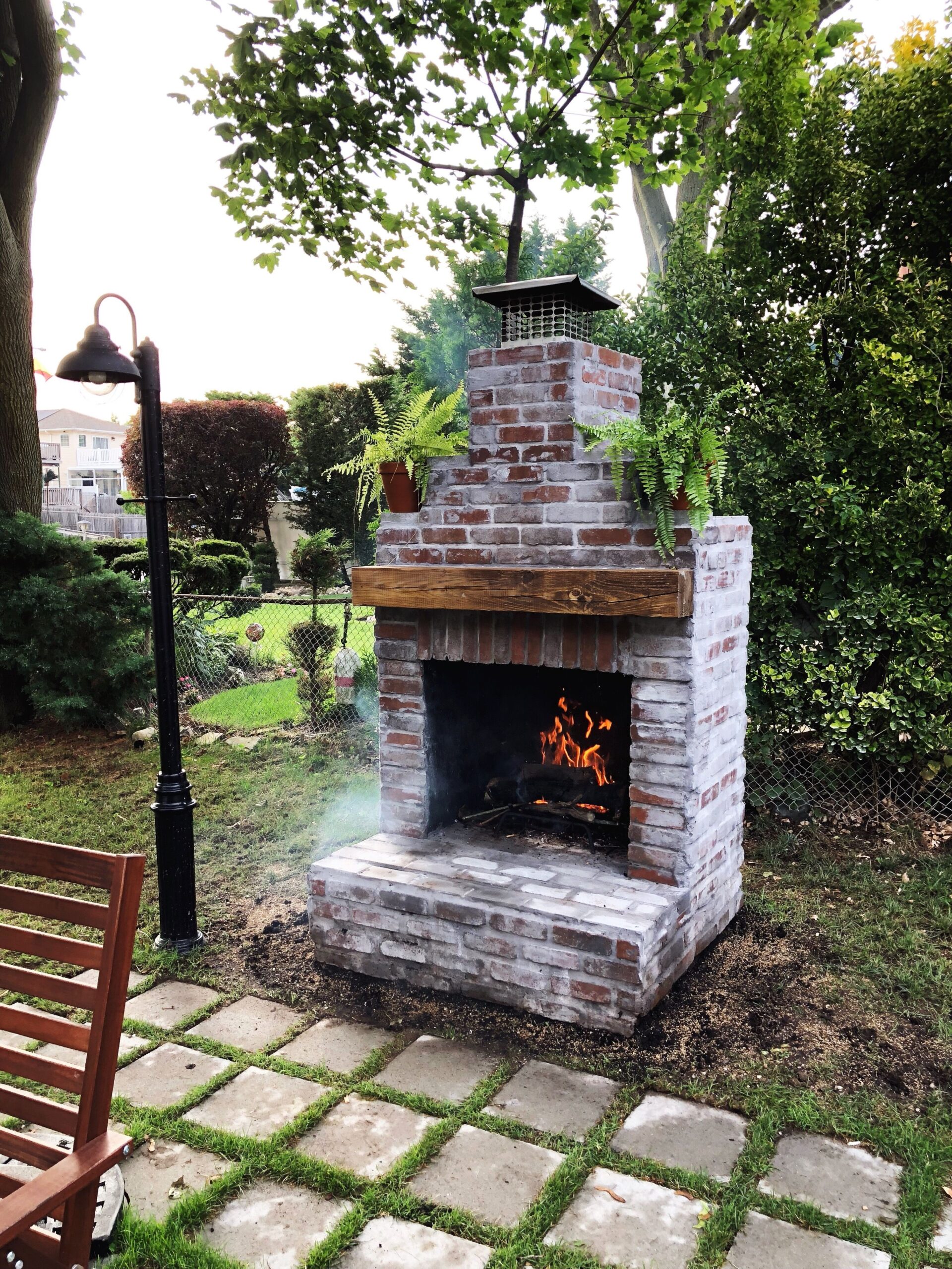 fascinating outdoor brick fireplace with wood mantle | outdoor fireplace brick diy brick outdoor fireplace photo