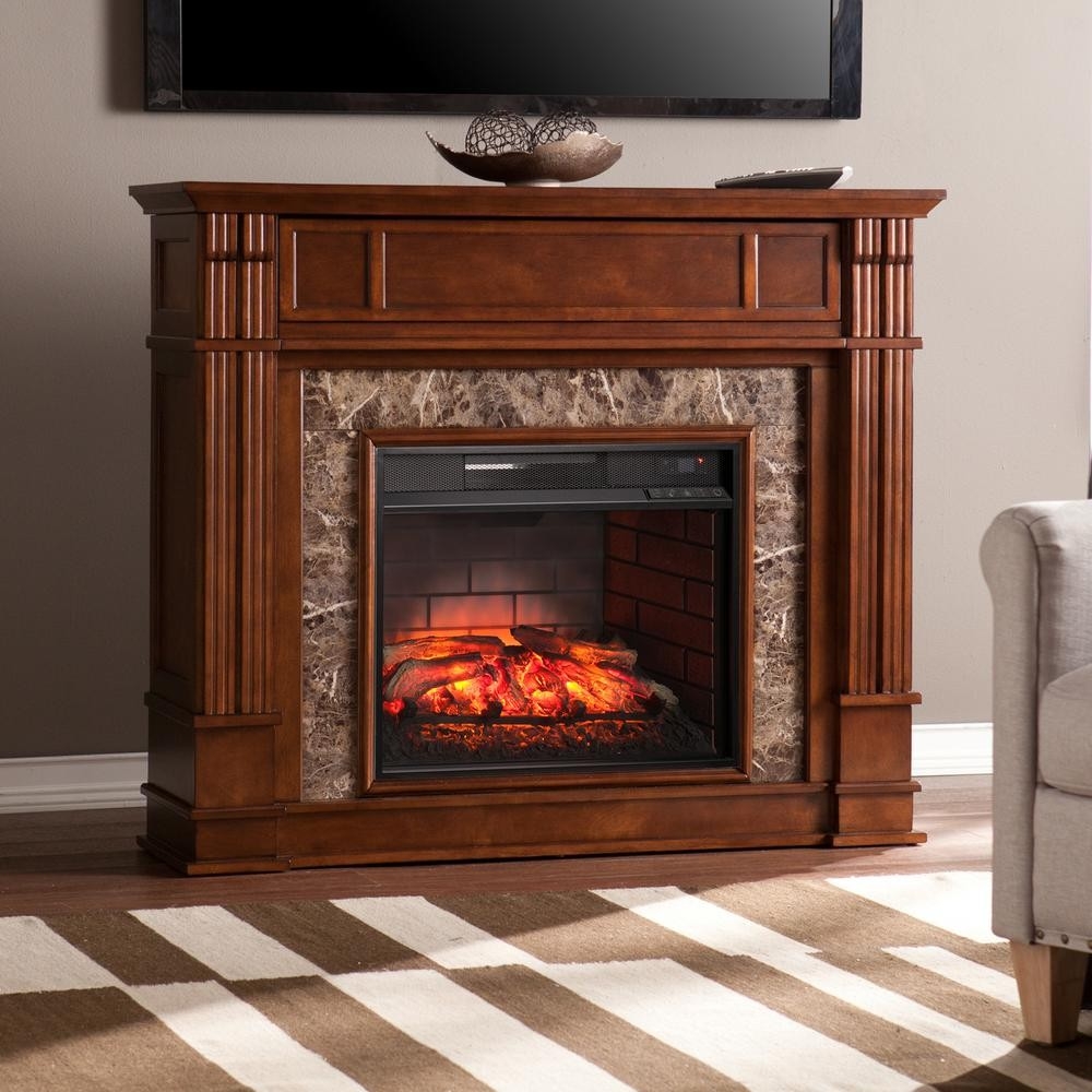 get lowes southern enterprises rochester 48 in faux stone infrared media home depot fireplace tv stand picture