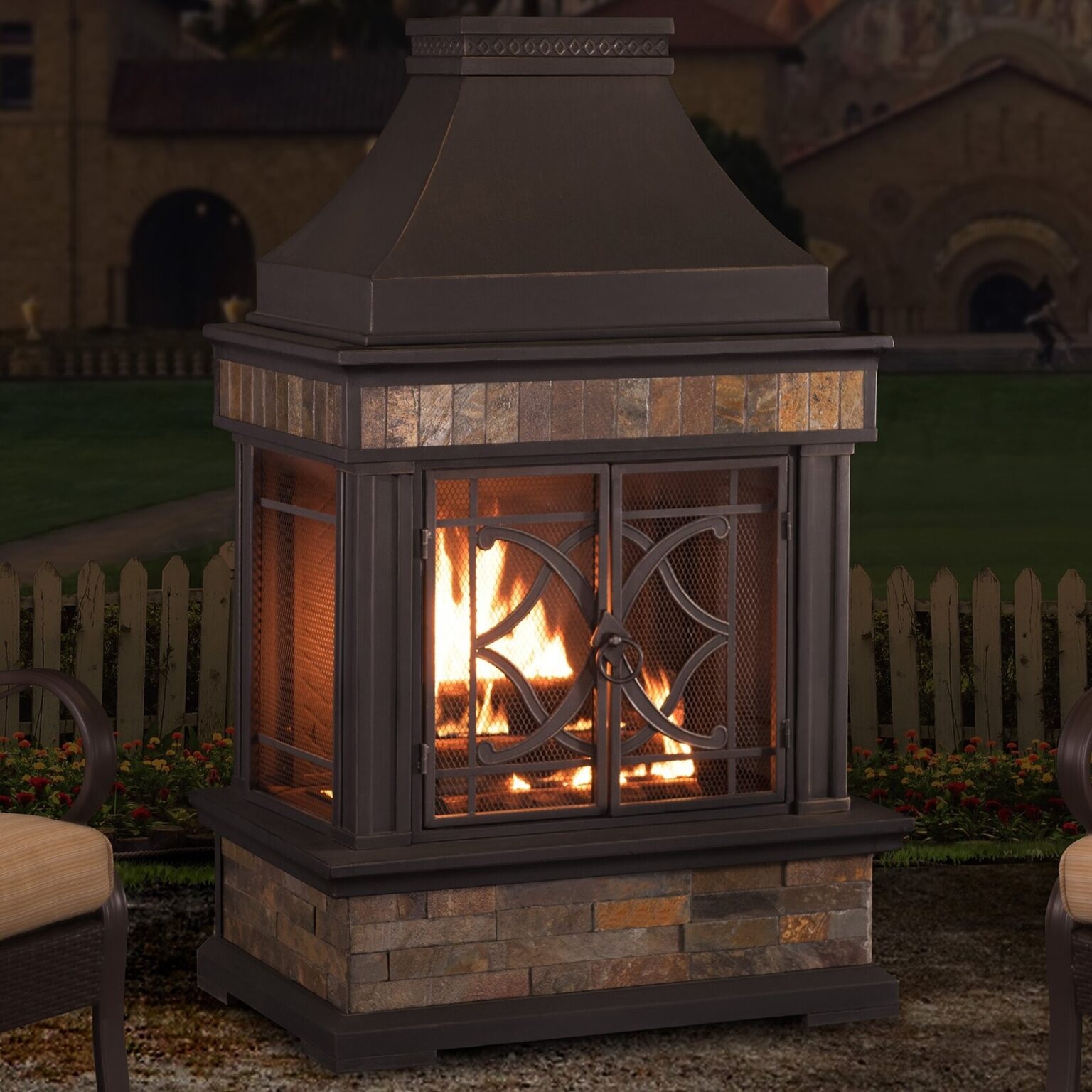 get lowes sunjoy heirloom steel wood burning outdoor outdoor fireplace &amp; reviews what kind of wood to burn in fireplace photo