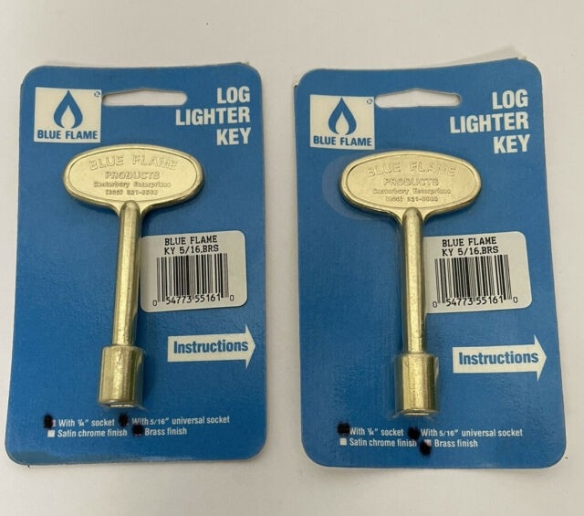 good blue flame log lighter key for gas fireplace 5/16" universal w brass gas fireplace key replacement pics