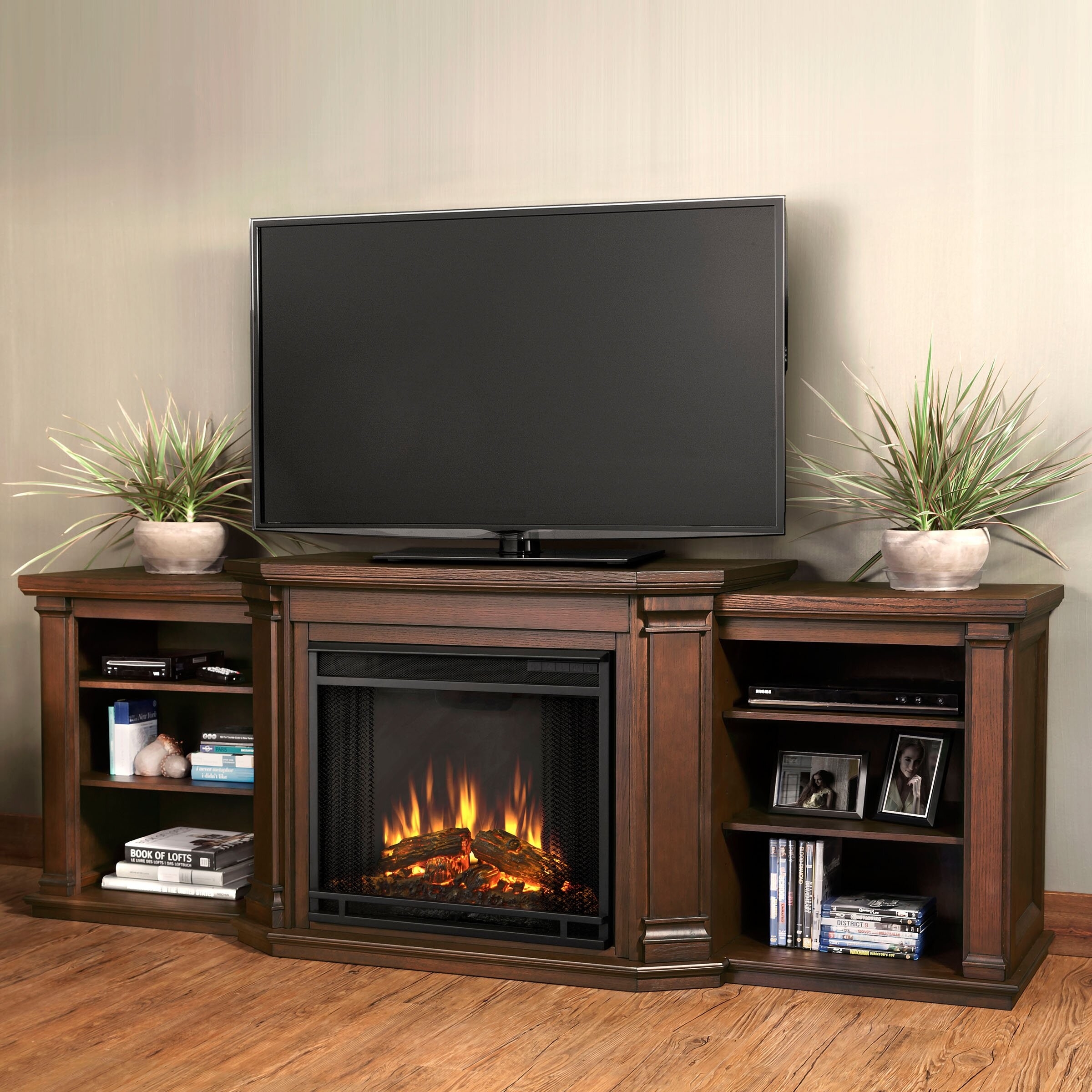 good real flame valmont tv stand with electric fireplace &amp; reviews | wayfair tv stand with fake fireplace image