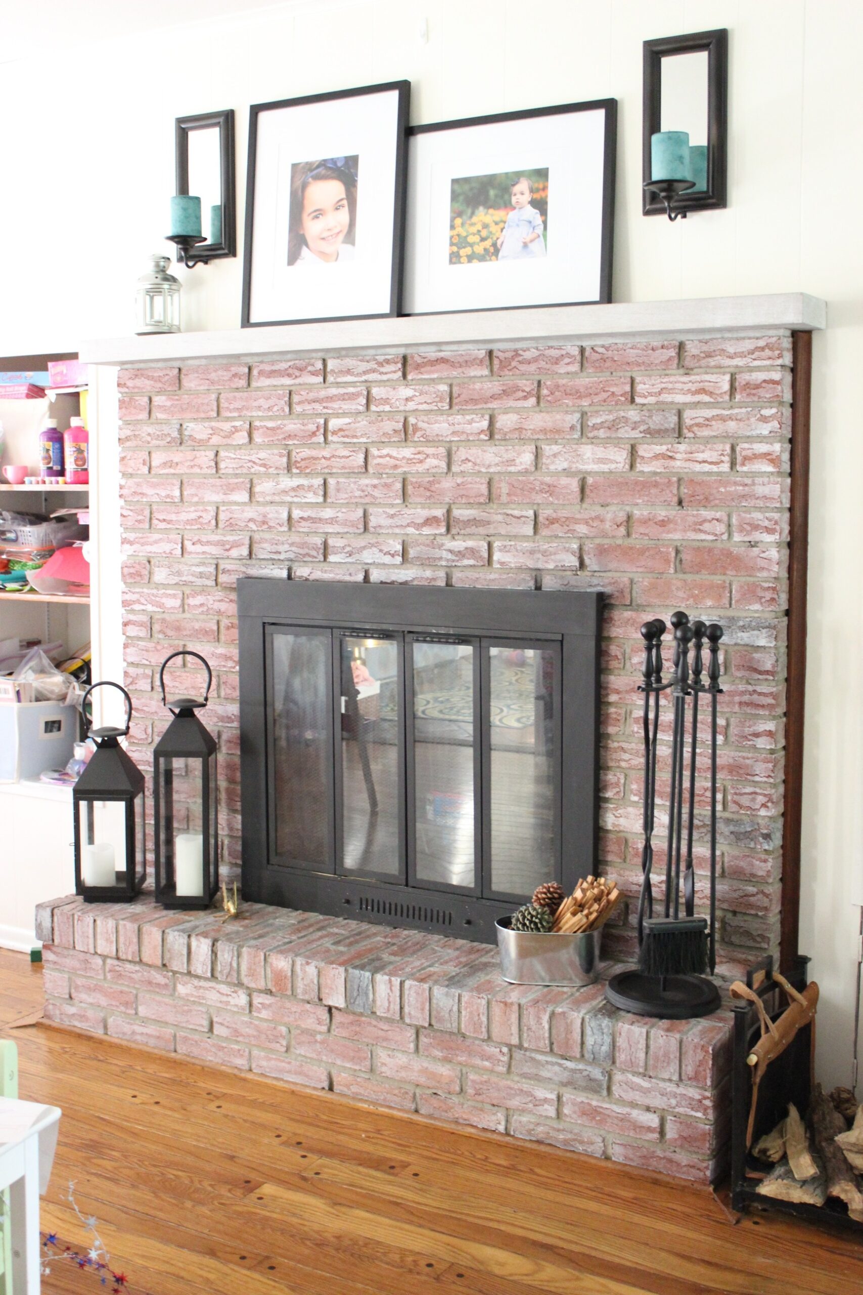 good whitewashed brick fireplace live creatively inspired how to change a brick fireplace picture