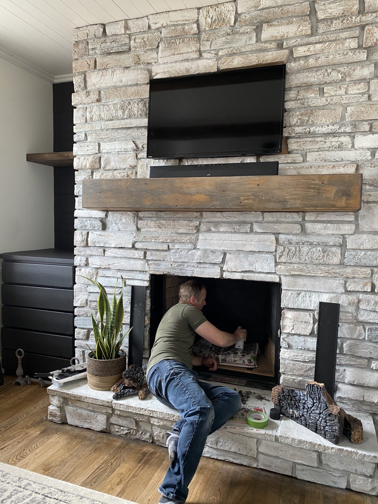 good whitewashed fireplace revamp 42 designskaran pictures of painted stone fireplaces picture