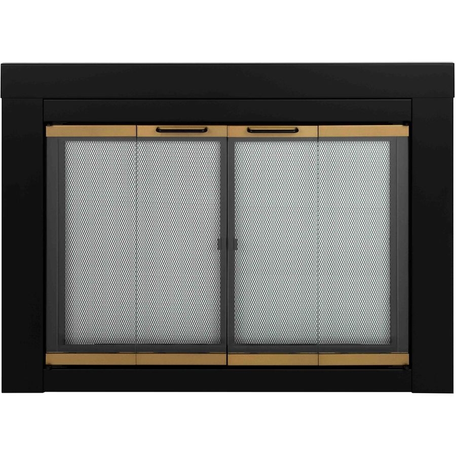 gorgeous shop pleasant hearth arrington black with moonlight gold trim small bi replacement tempered glass for fireplace doors photo