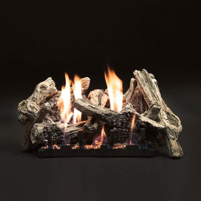 gorgeous white mountain hearth driftwood ventless gas log set with slope glaze lighting a gas log fireplace photo