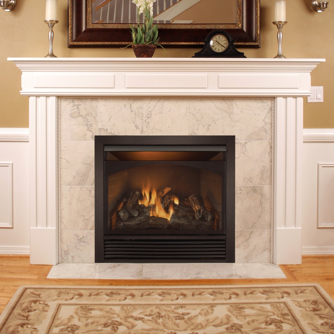 image of procom 32in ventless gas dual fuel fireplace insert 32,000 btu propane gas log fireplace inserts image