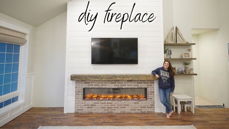 inspirational diy shiplap electric fireplace build with mantel diy brick install how to install mantel on brick fireplace pics