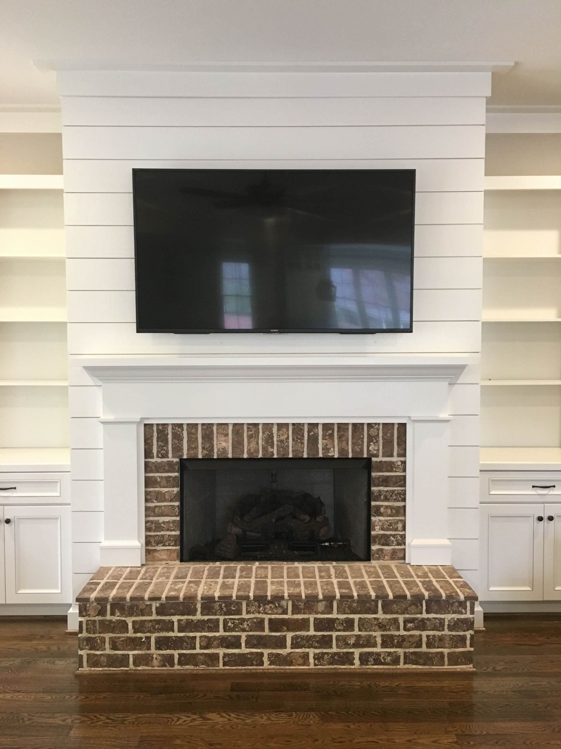 inspirational tile fireplaces with shiplap google search | brick fireplace cover up brick fireplace photo