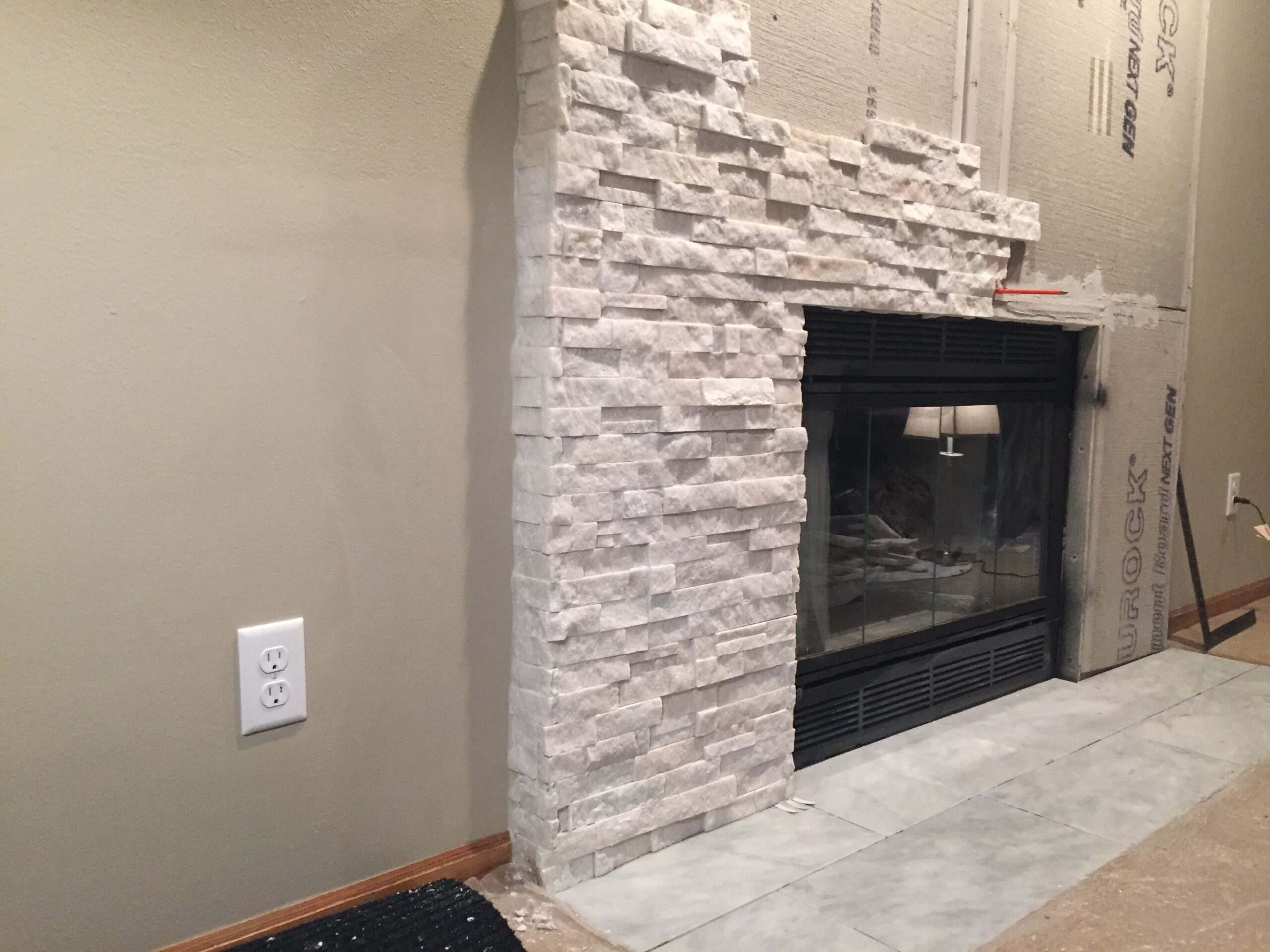 inspiring pin on fireplace decor &amp; design marble over brick fireplace photo