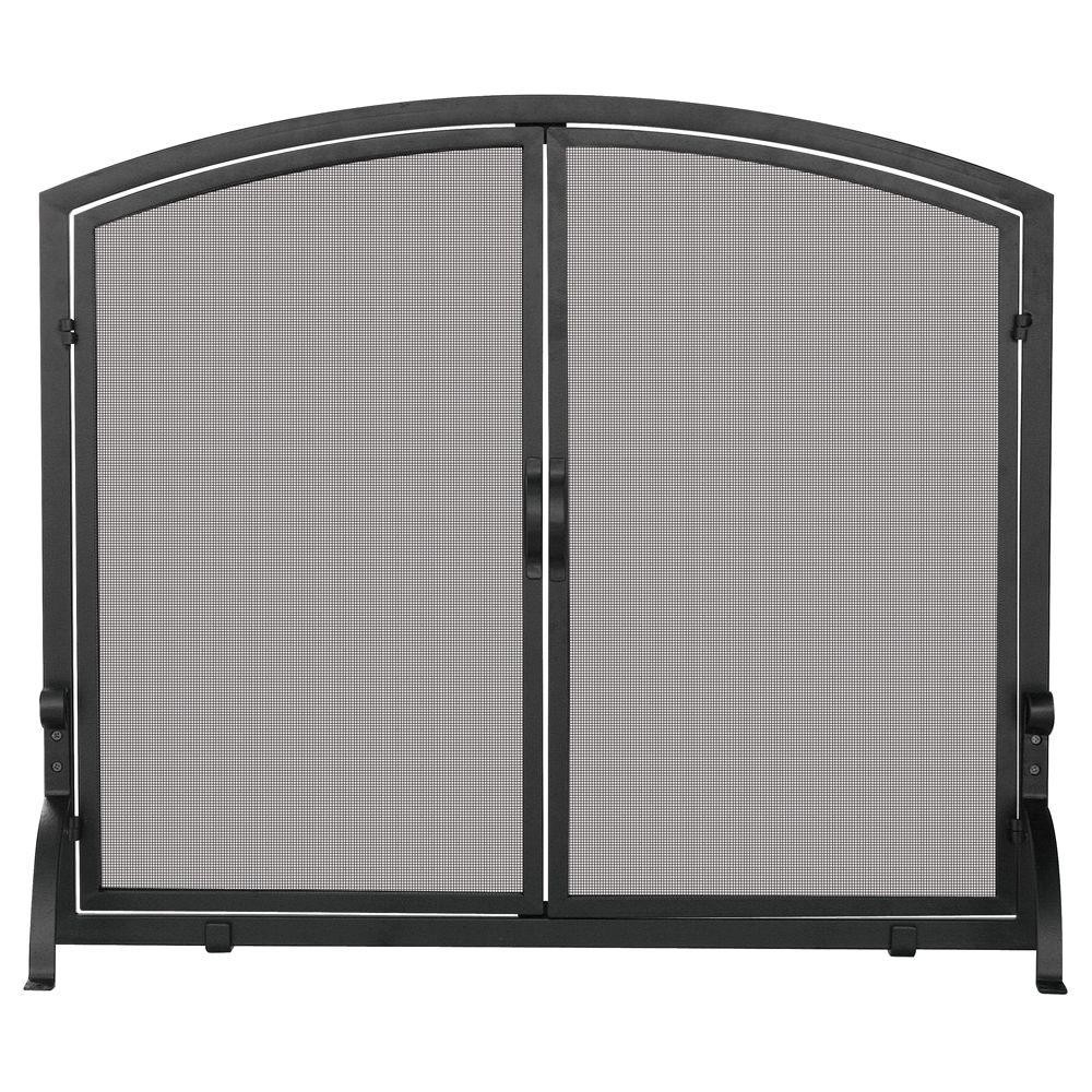 lowes uniflame black wrought iron single panel fireplace screen with doors home depot fireplace screens image