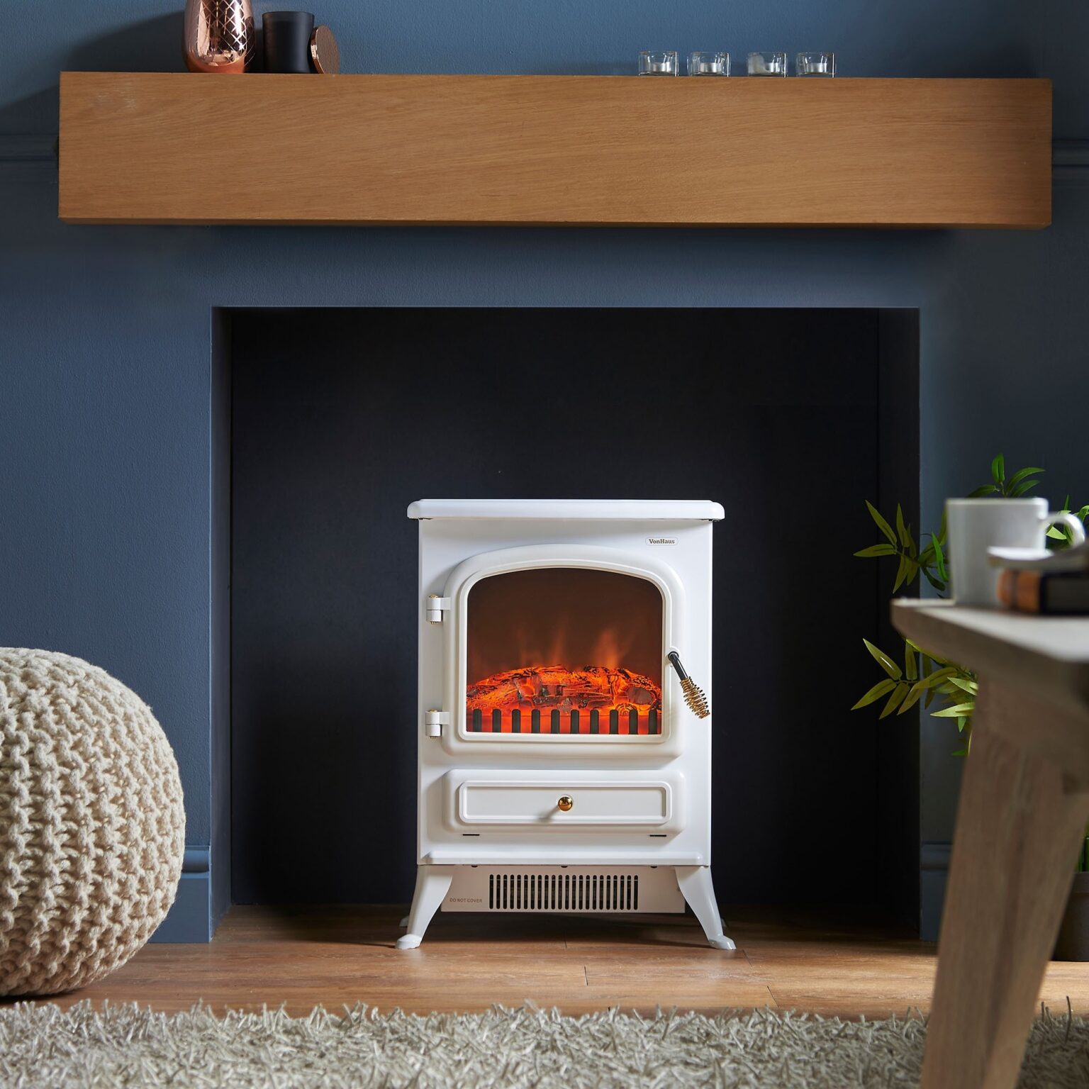 lowes vonhaus 1850w portable electric stove heater log burning effect does fireplace heat house pics