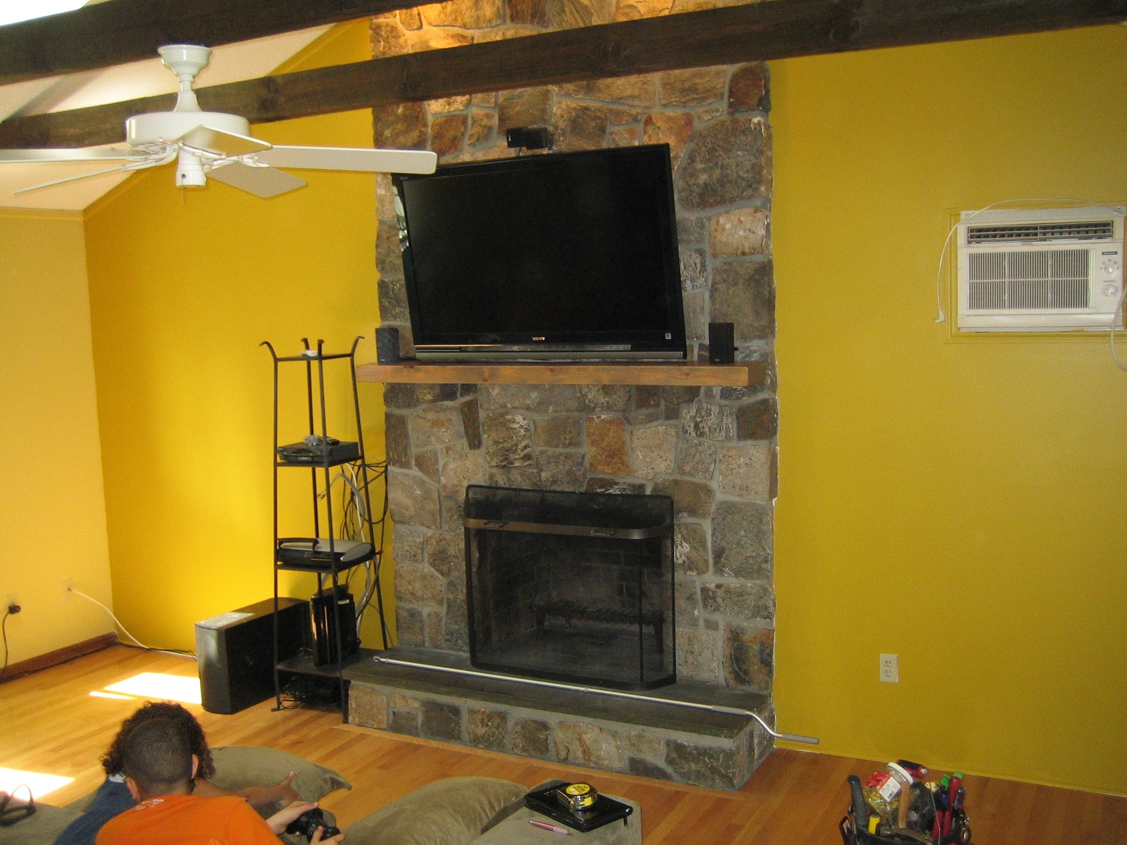 marvelous canaan ct mount tv above fireplace | home theater installation hanging a tv on brick fireplace photo