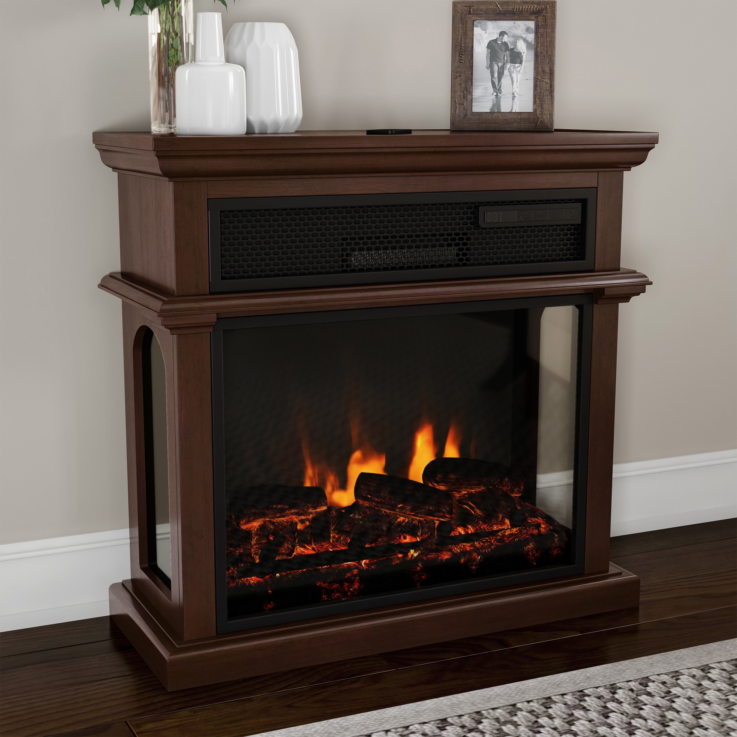 marvelous freestanding electric fireplace 3 sided space heater with mantel lights for inside fireplace photo