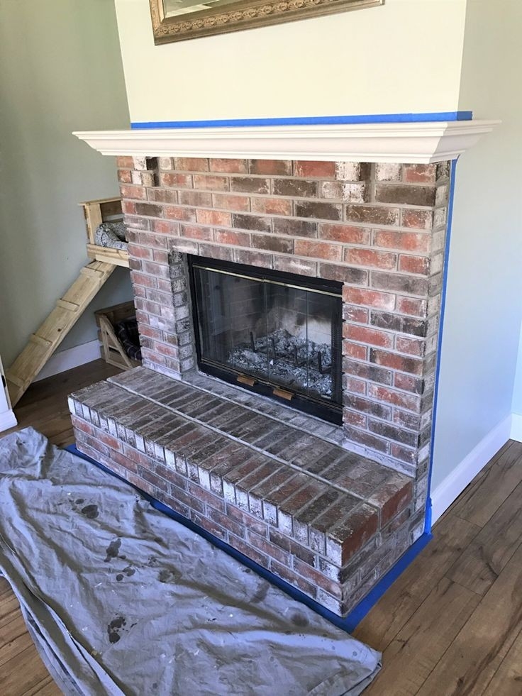 marvelous how to whitewash a brick fireplace (with images) | white wash brick how to change a brick fireplace pics