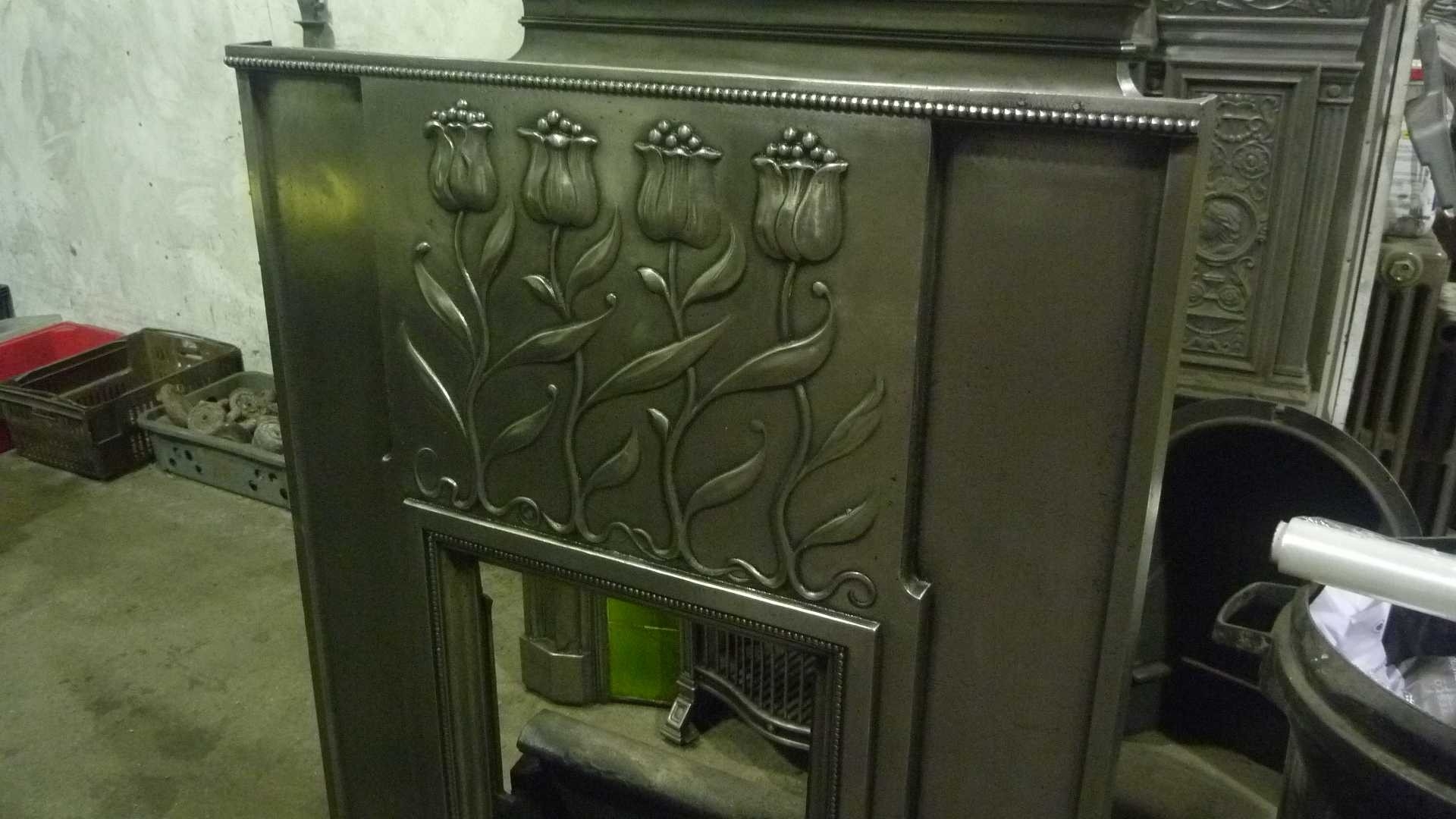 outstanding art nouveau fireplace| blast spray polish sandblasting cast iron fireplace pics