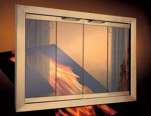 outstanding portland willamette original polished brass fireplace door &amp; black fireplace screen doors home depot image