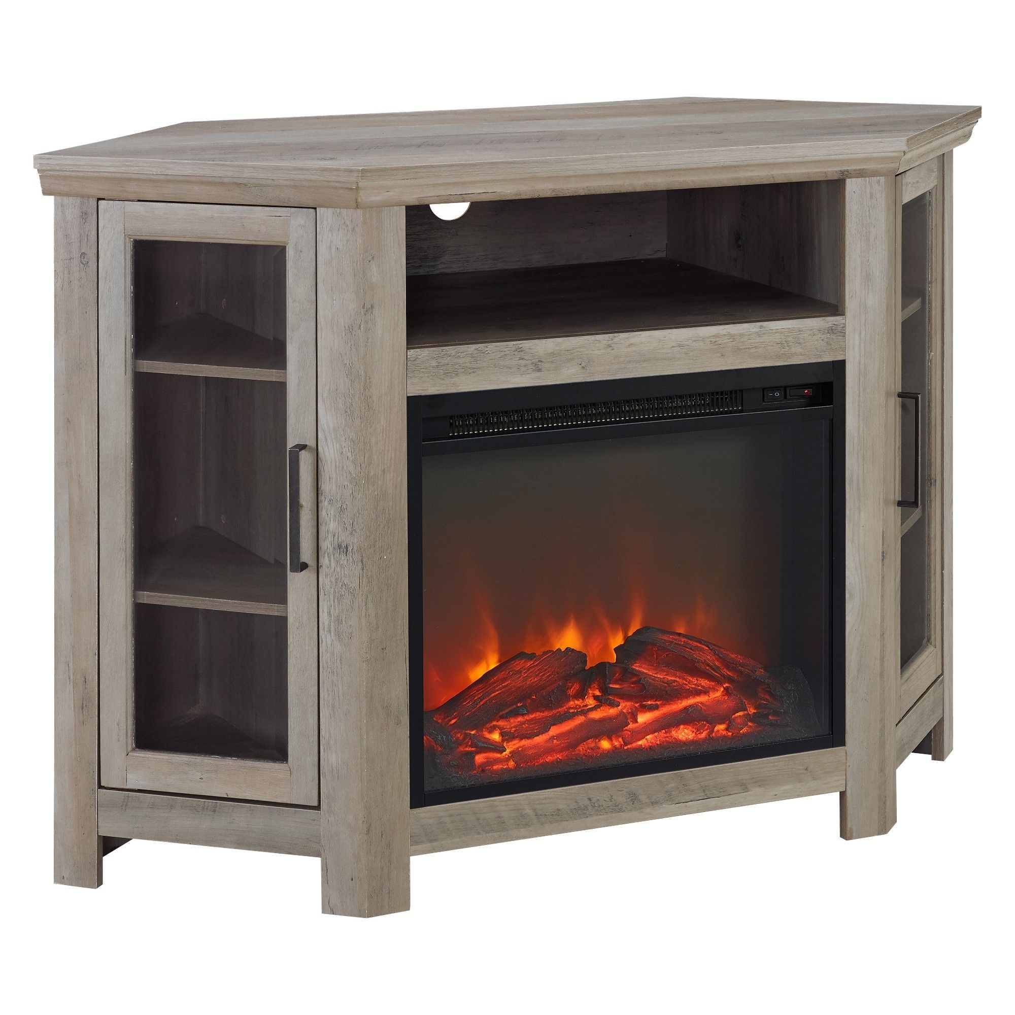 outstanding wood corner fireplace console tv stand for tvs up to 50" gray wash target fireplace tv stand pics