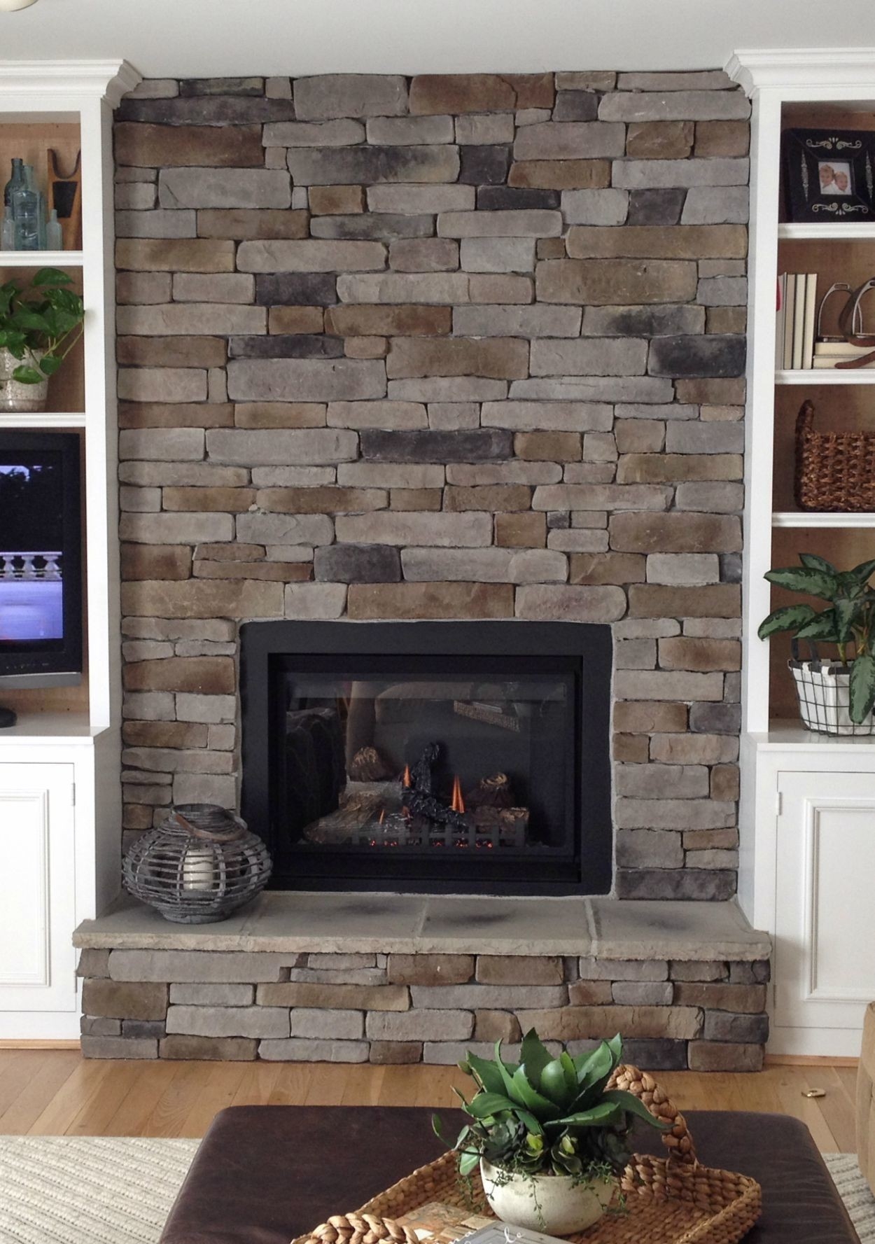 picture of how to create the stacked stone fireplace look on a budget | stone updating a fireplace on a budget photo