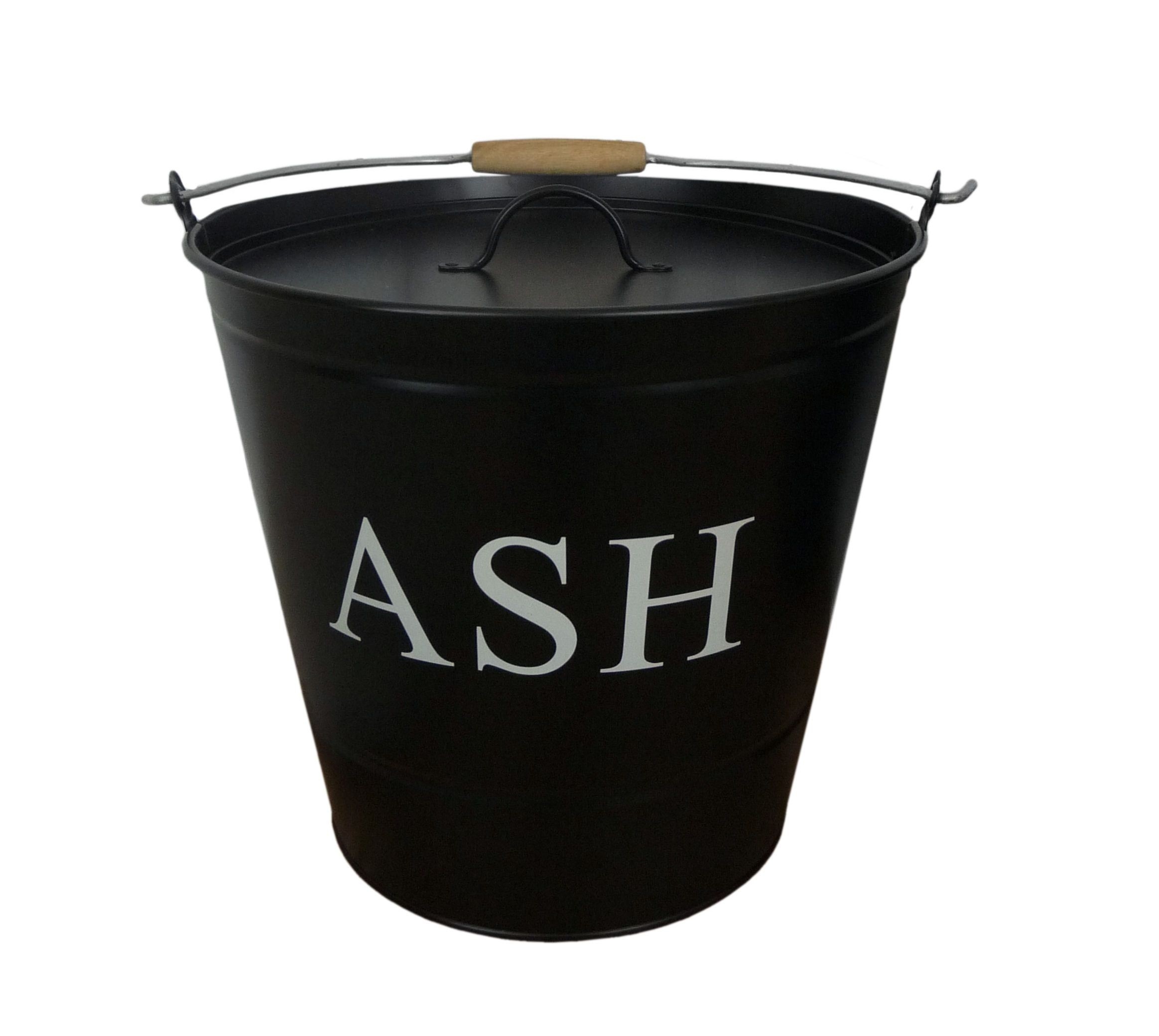picture of shopcategory | metal fireplace, fireside, black enamel ash buckets for fireplaces picture
