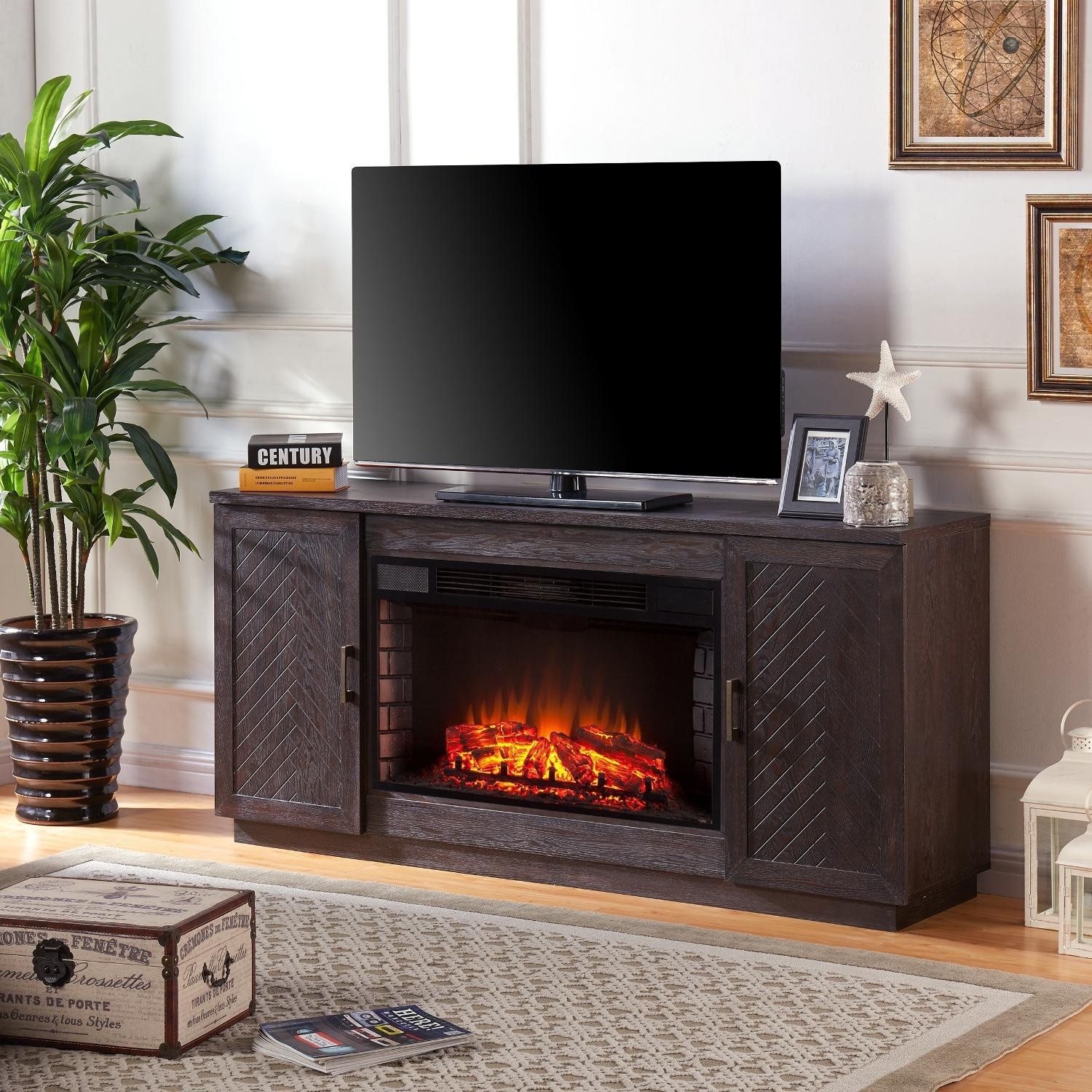 picture of southern enterprises lanton 65 inch widescreen electric fireplace tv gas fireplace tv stand photo