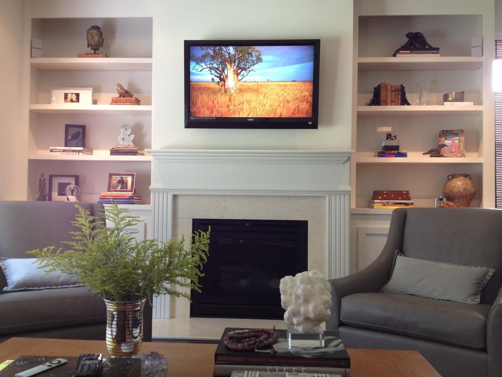 picture of tv/fireplace wall built in | bookshelves built in, bookshelves around built in bookcases around fireplace image