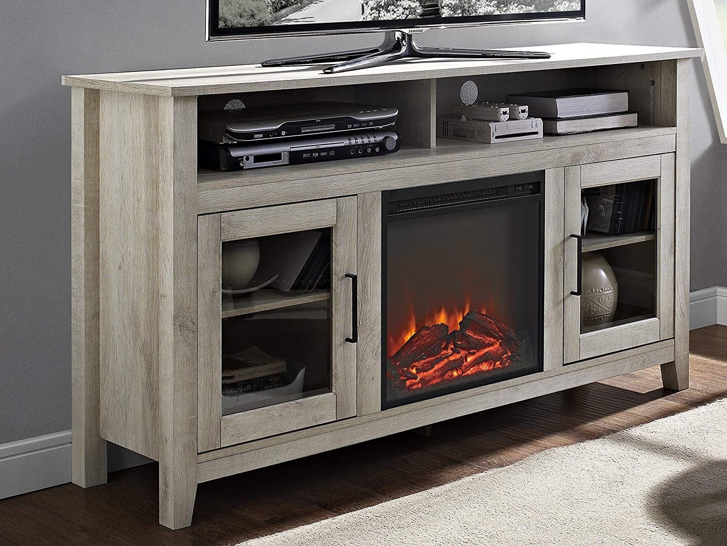picture of we furniture 58' wood highboy fireplace media tv stand console white target fireplace tv stand photo
