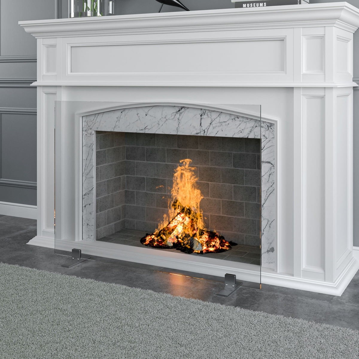 remarkable barton 36" x 27" inch panel fireplace screen free standing decorative fireplace screens with glass doors picture
