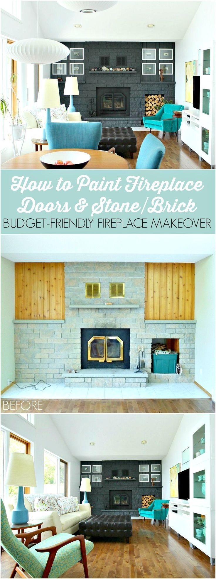 remarkable how to easily paint a brick or stone fireplace and metal fireplace door how to paint brass fireplace doors image