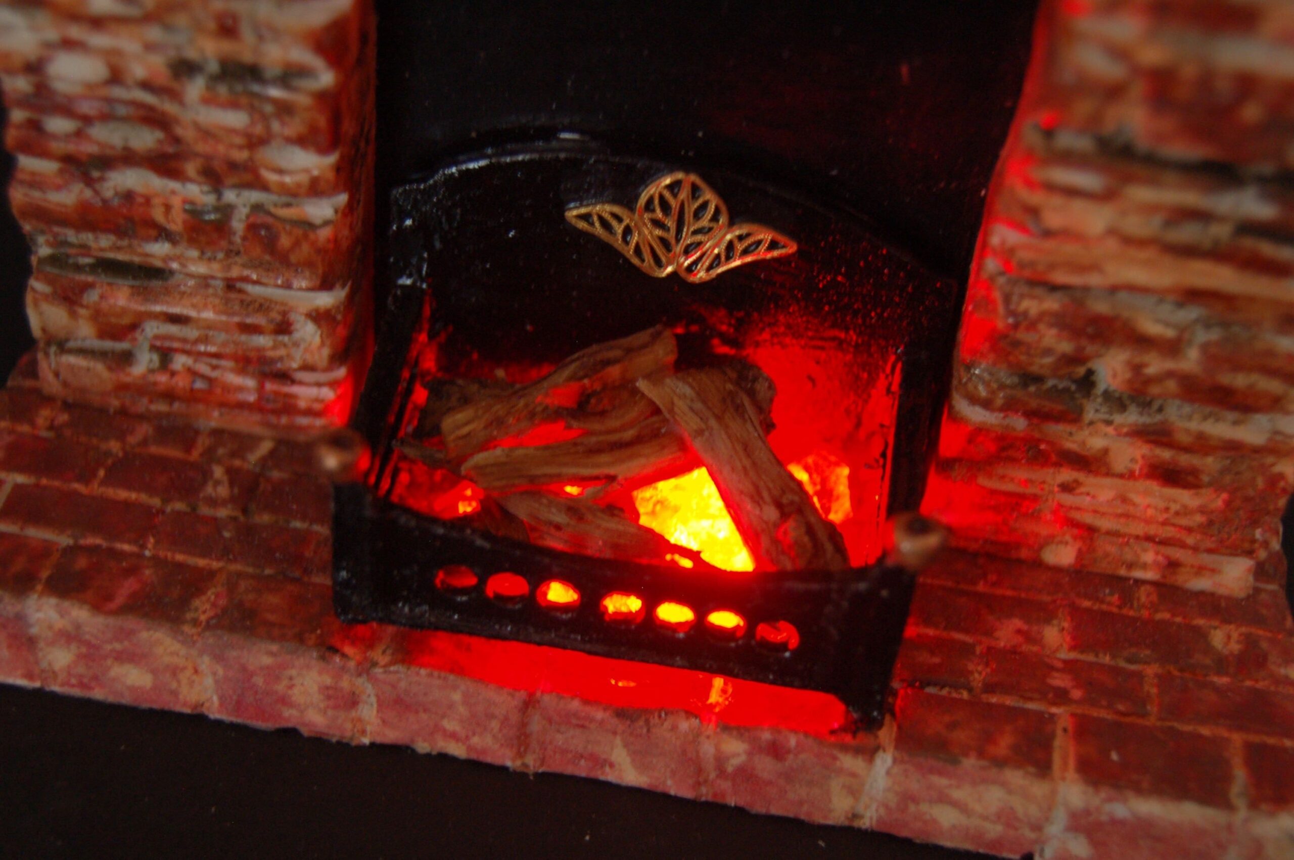 remarkable miniature fireplace 1:12 rustic clay brick effect glowing | etsy fireplace refractory panels home depot pics