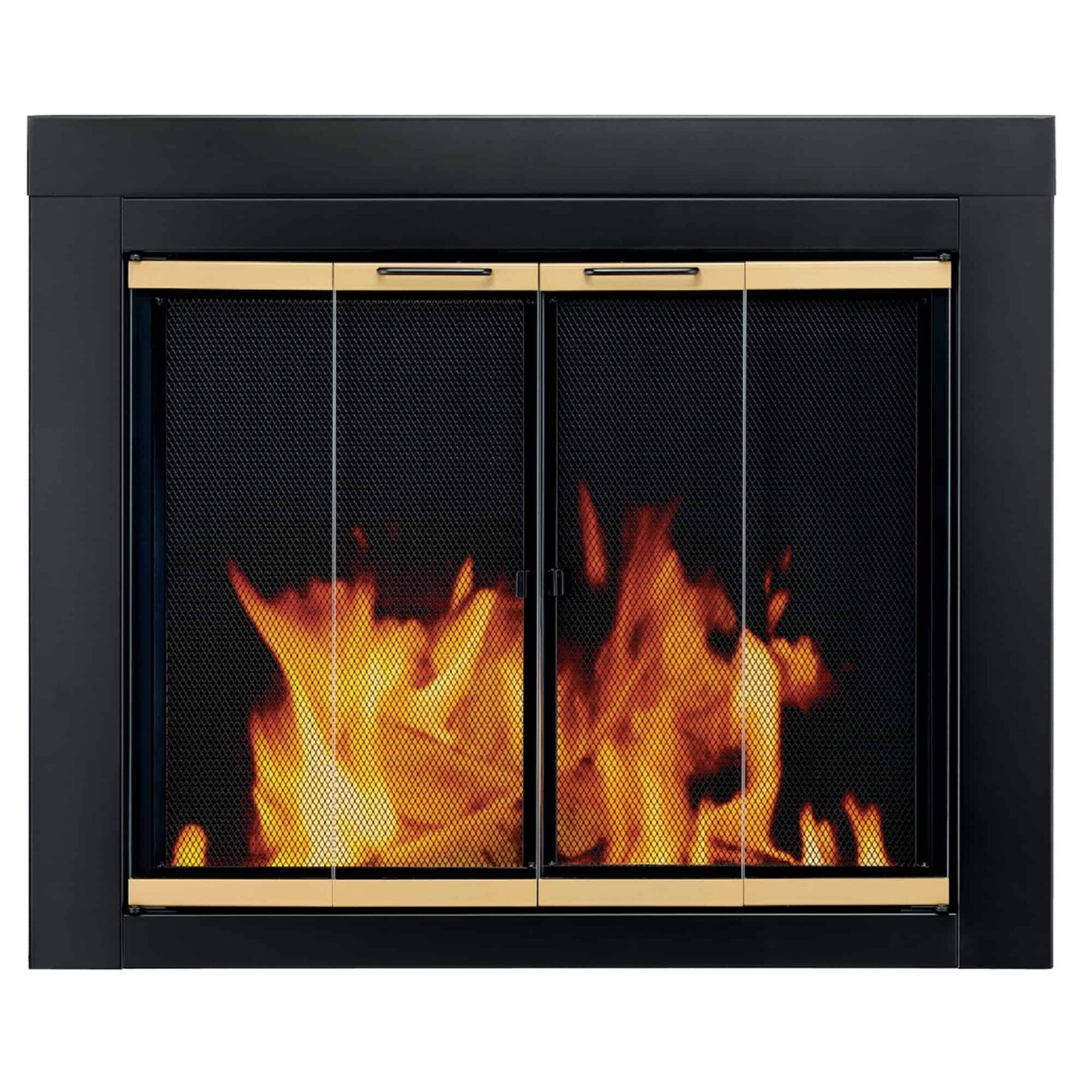 remarkable pleasant hearth arrington black with gold trim fireplace glass glass fireplace screens with doors image
