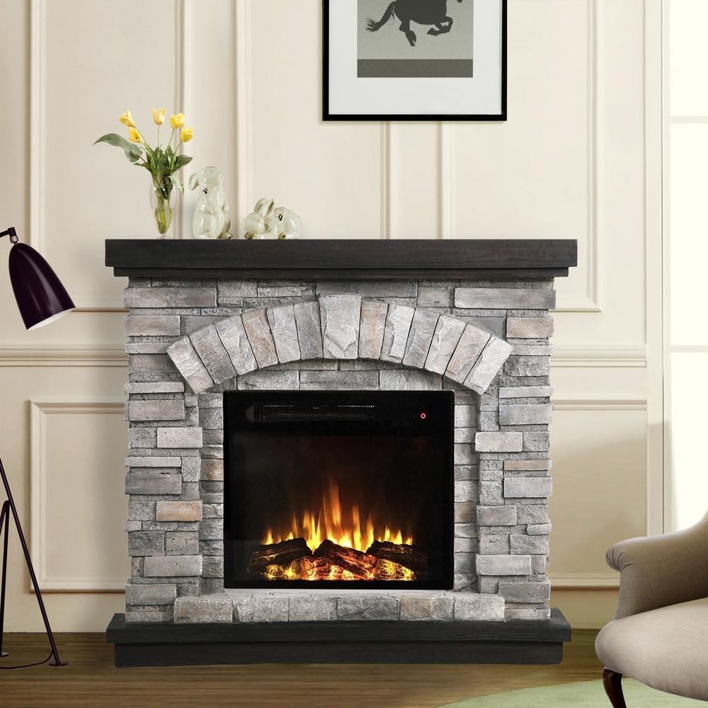 remarkable unbranded 36 in freestanding electric fireplace in gray ffp20141 the home depot fireplace surrounds photo