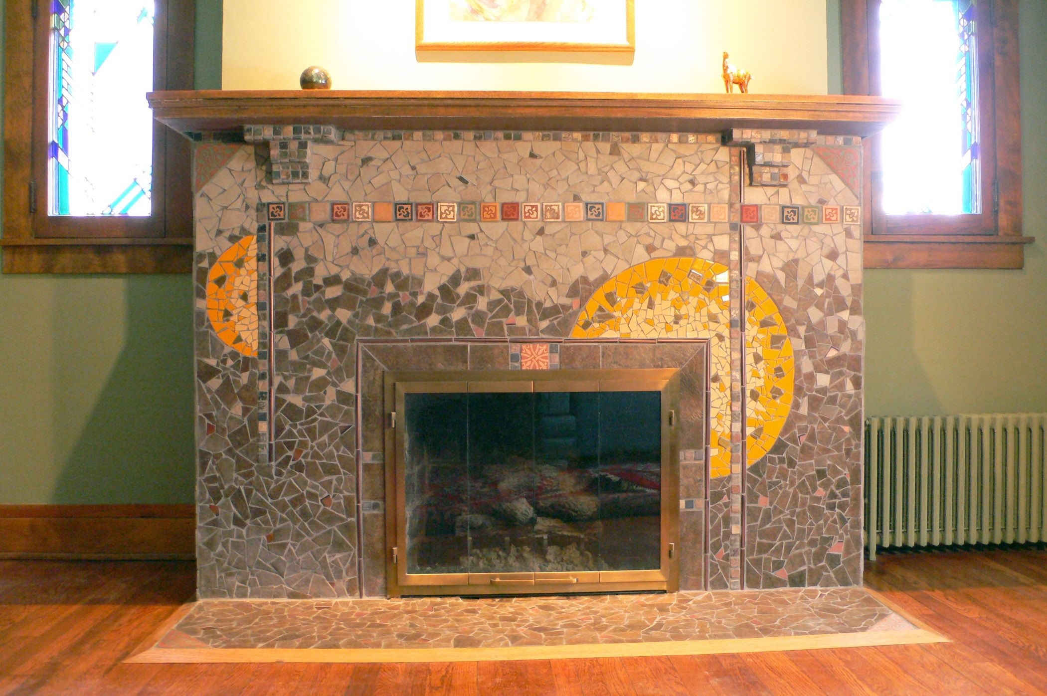Splendid Mosaic Tile On Fireplace Sale